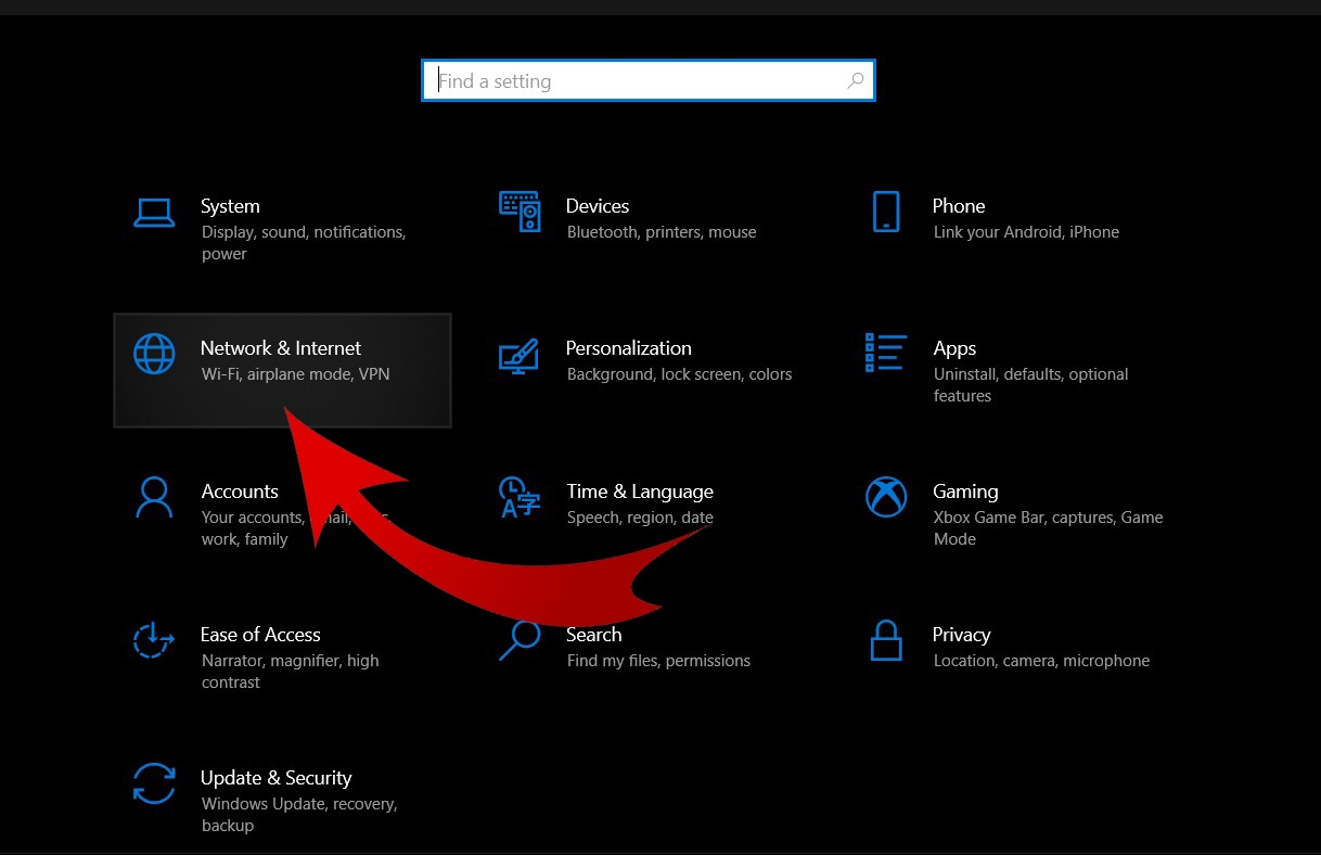 Đổi DNS trên Windows 10 trong phần Cài đặt 01