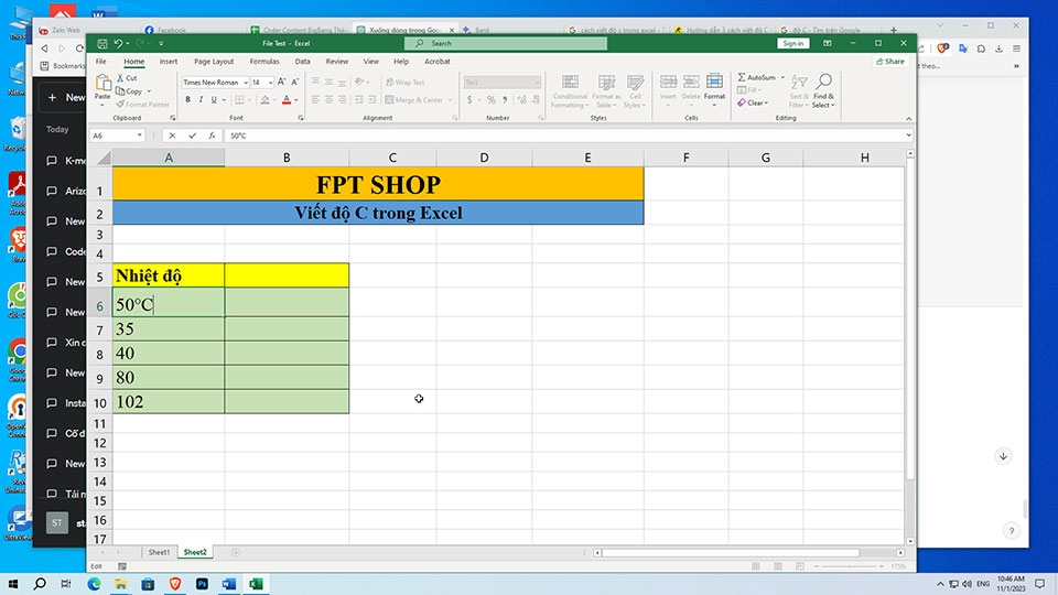 Mách bạn cách viết độ C trong Excel nhanh chóng và dễ dàng