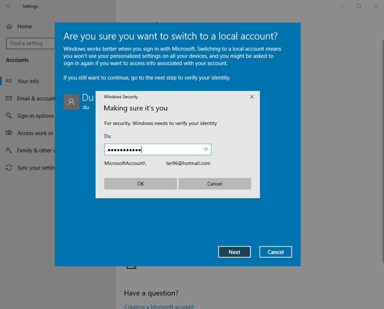 Tạo tài khoản Local để xóa tài khoản Microsoft trên Win 10 05