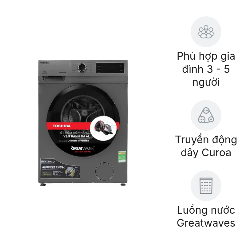 Máy giặt cửa trước Toshiba Inverter 8.5 kg TW-BK95S3V(SK)