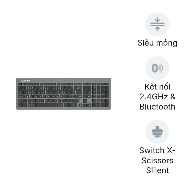 Bàn phím cơ Gaming không dây EDRA EK507