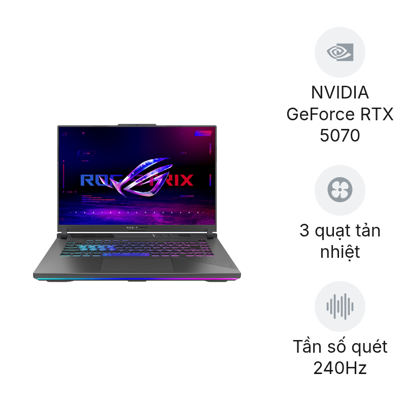 Laptop Asus Gaming ROG Strix G16 G614PP-TS112W R9 8940HX/AI/16GB/512GB/16"/GeForce RTX5070 8GB/Win11