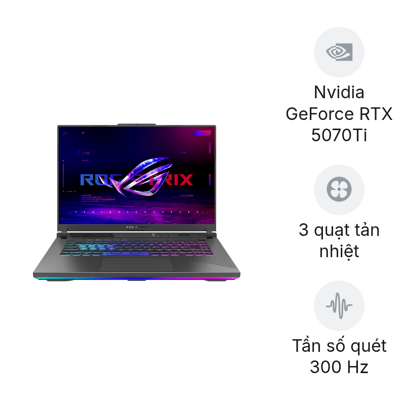 Laptop Asus Gaming ROG Strix G16 G614PR-TS103W R9 8940HX/AI/16GB/512GB/16"/GeForce RTX5070Ti 12GB/Wi