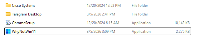 Mở file WhyNotWin11.exe