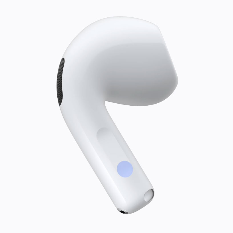 AirPods 5 hỗ trợ vuốt trên thân tai nghe để chỉnh âm lượng. (Nguồn ảnh: Apple)