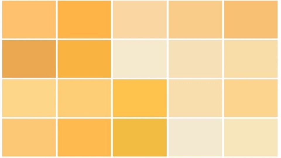 Màu cam, màu vàng và tông màu nhạt