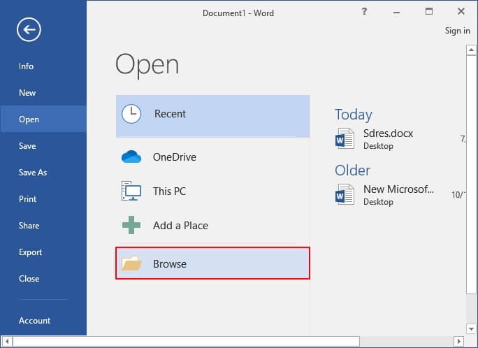 khôi phục file Word bị lỗi trong Office 2016 - Hình 6