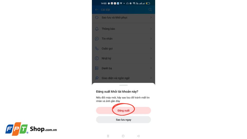 Cách đăng xuất Zalo trên điện thoại Android 3