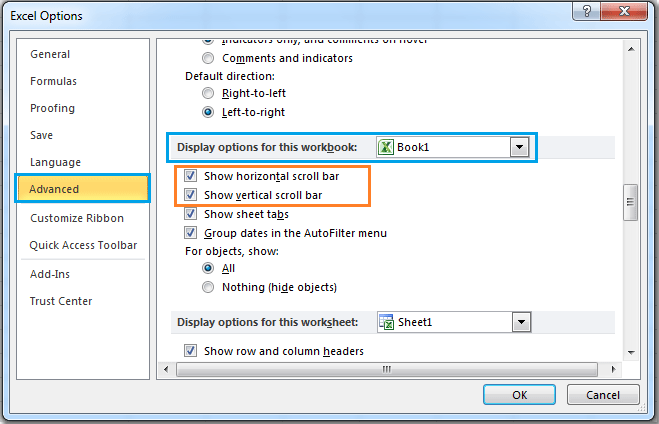 cách hiện thanh scroll trong word và excel - Hình 1