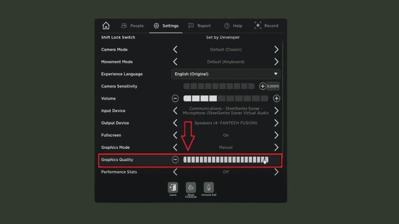 Tinh chỉnh chất lượng đồ họa giúp tăng FPS Roblox