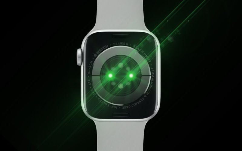 Đèn xanh phía sau Apple Watch