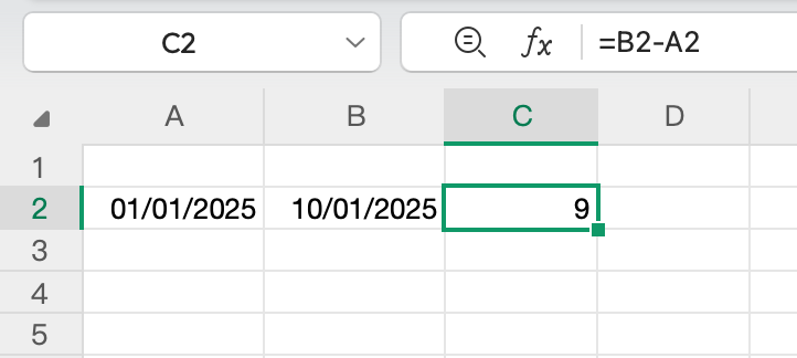 cách tính số ngày trong excel - Hình 1