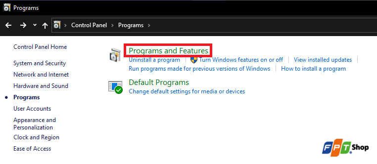 Trên máy tính Windows, bạn có thể mở Start → Control Panel → Programs → Programs and Features