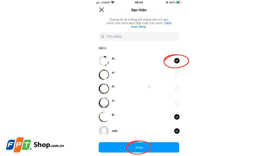 Tick chọn bạn thân