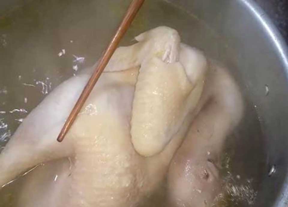 Gà luộc bị đỏ xương - 01