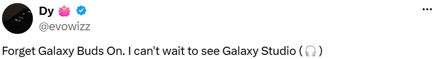 Bài đăng của @evowizz hé lộ tên gọi Galaxy Studio dành cho mẫu tai nghe chụp tai mới của Samsung.