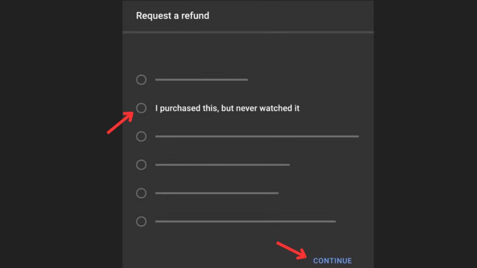 Bước 3: Nhấn Chọn tùy chọn, xác định lý do yêu cầu hoàn tiền.
