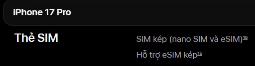 khe SIM iPhone 17 15