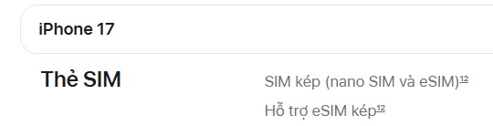 khe SIM iPhone 17 16