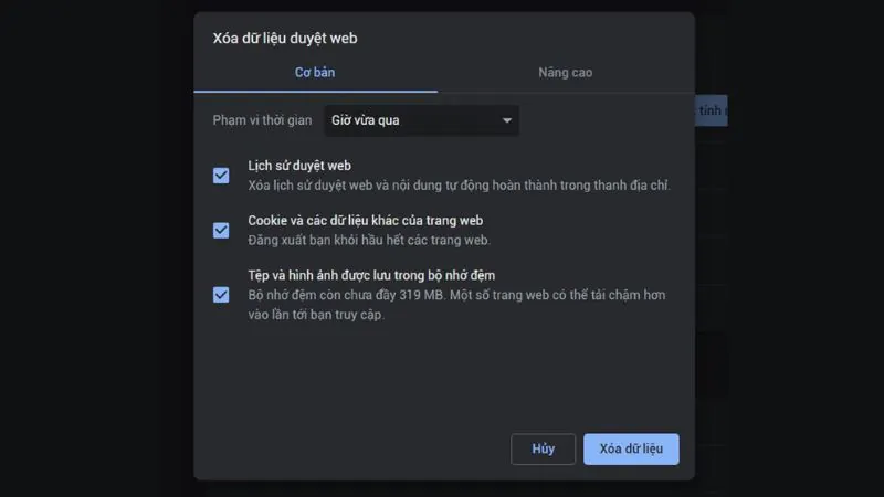 xoa cache tren win 10