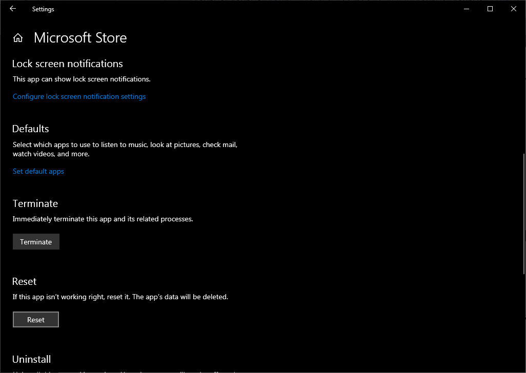 reset microsoft store