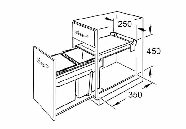 kích thước thùng rác âm tủ bếp - hình 5