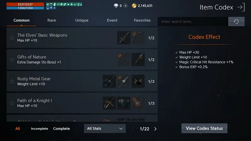 tinh nang codex trong game lineage 2m