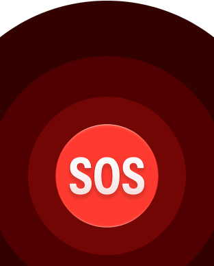 Biểu tượng SOS Khẩn Cấp, các vòng tròn màu đỏ lồng vào nhau với chữ SOS màu trắng ở giữa