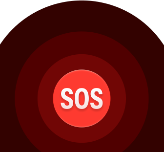 Biểu tượng SOS Khẩn Cấp, các vòng tròn màu đỏ lồng vào nhau với chữ SOS màu trắng ở giữa