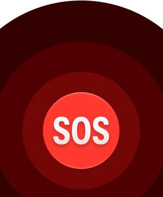 Biểu tượng SOS Khẩn Cấp, các vòng tròn màu đỏ lồng vào nhau với chữ SOS màu trắng ở giữa