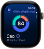 Apple Watch Series 12, vỏ nhôm, màu xám không gian, biểu đồ điểm số giấc ngủ hình tròn, mặt ngoài bên phải, Digital Crown