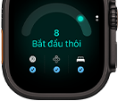 Apple Watch Ultra 4, vỏ titan, màu đen, điểm số sẵn sàng là 8, mặt ngoài bên phải, Digital Crown, nút sườn nhô lên