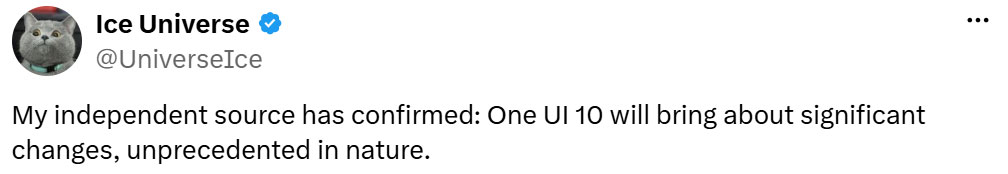 Ice Universe chia sẻ thông tin từ nguồn riêng về cuộc cải tổ lớn trên One UI 10.