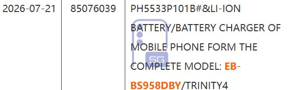 Galaxy S27 Ultra xuất hiện với tên mã Trinity4 trong dữ liệu thương mại liên quan đến linh kiện pin.