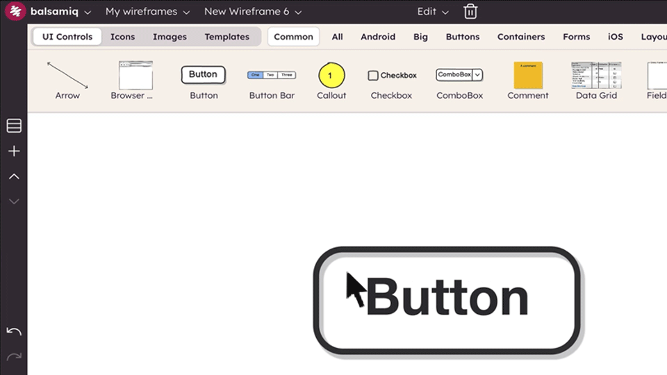Balsamiq được sử dụng với thao tác kéo thả và phím tắt
