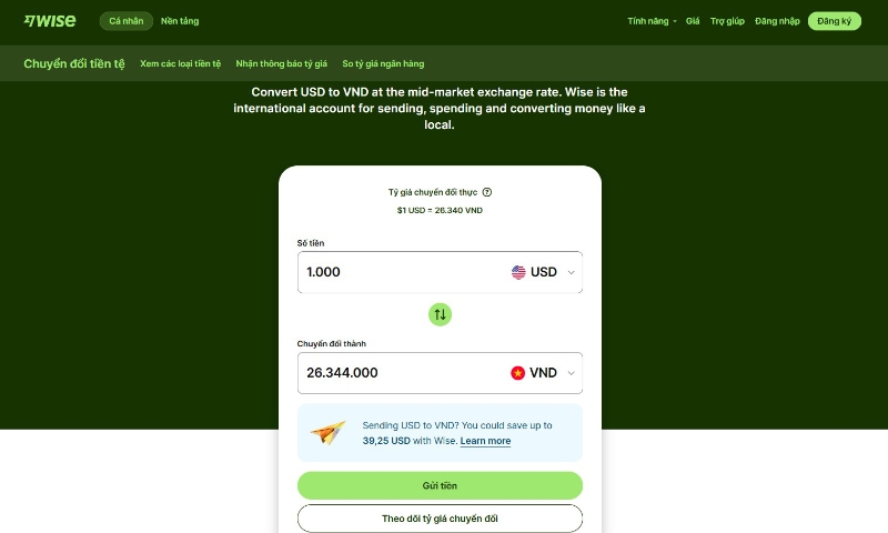 Cách quy đổi tiền Đô sang tiền Việt bằng Sử dụng website, công cụ đổi tiền trực tuyến