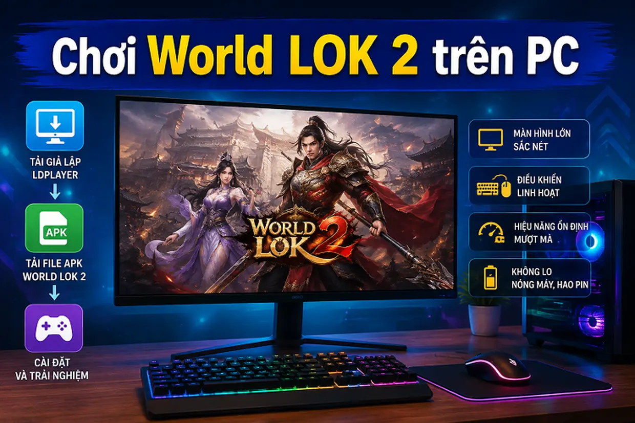 World LOK 2 trên máy tính - Hướng dẫn tải giả lập cực mượt và trải nghiệm game đỉnh cao trên màn hình lớn