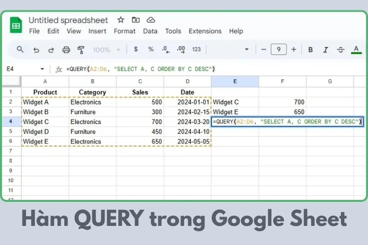 Tổng hợp mẹo sử dụng hàm QUERY trong Google Sheet đơn giản