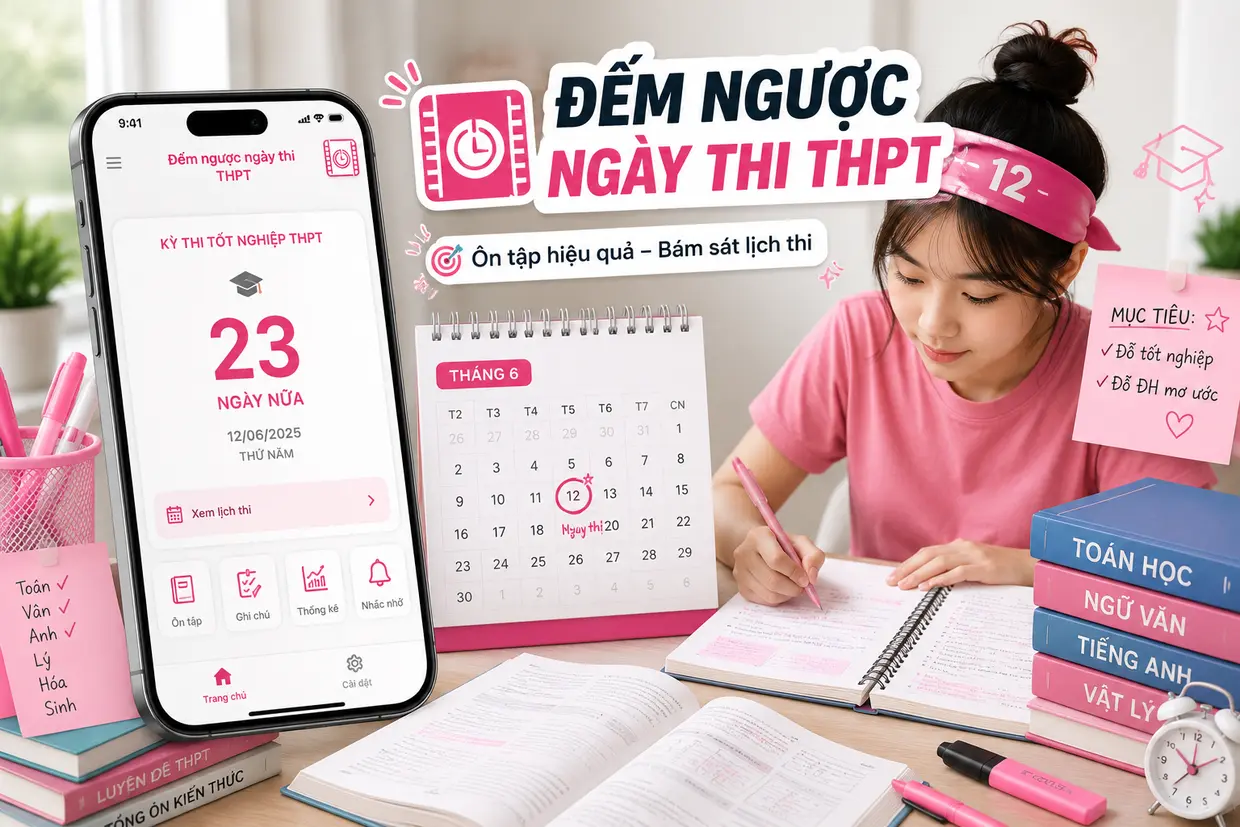 Khám phá Đếm Ngược Ngày Thi - Thi THPT: Ứng dụng hỗ trợ sĩ tử lớp 12 ôn thi hiệu quả và bám sát lịch thi mới nhất