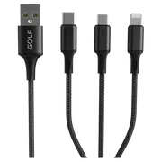 Cáp 3 in 1 sạc nhanh USB A to Type C + Lightning + Micro 1.2m GC-86 Golf