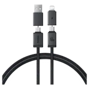 Cáp 4 in 1 sạc nhanh USB A + Type C to Type C + Lightning 1m 60W Versatile Baseus