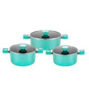 Bộ 3 nồi nhôm 6 lớp chống dính nắp kính Elmich EL-5112BL