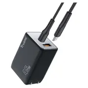 Bộ sạc nhanh 2 cổng 45W kèm cáp Type-C to Type-C 1M GaN CH06-048 Trusmi