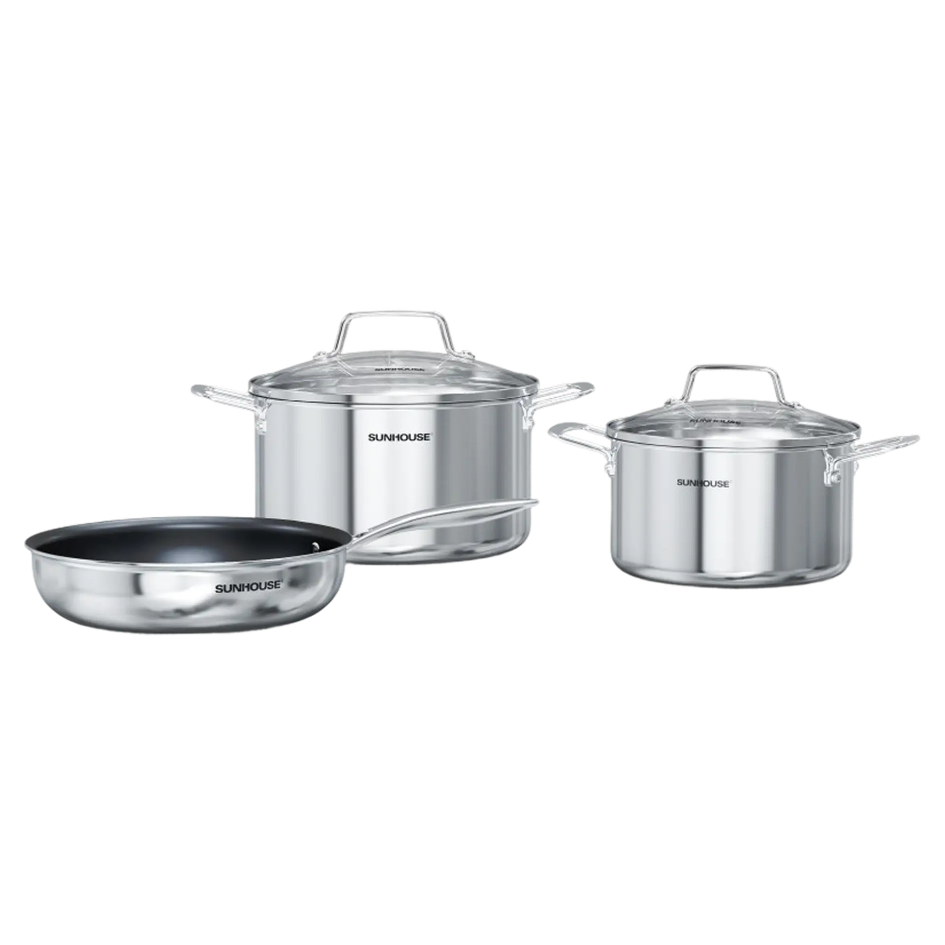 Bộ nồi chảo Inox 3 đáy Sunhouse Healthy SHG811