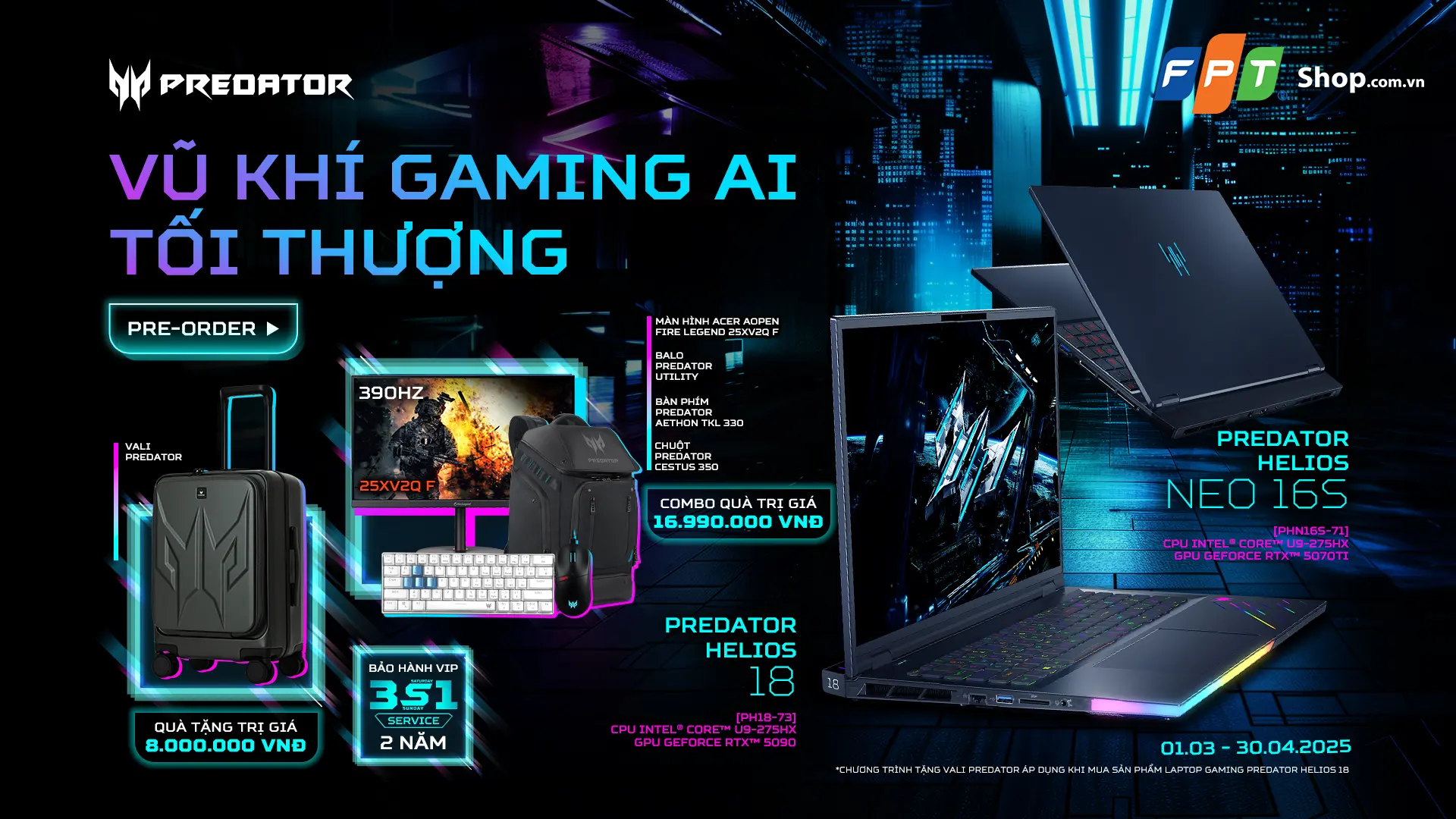 Đặt trước siêu phẩm gaming Predator Helios AI 2025 – quà khủng, hiệu năng đỉnh