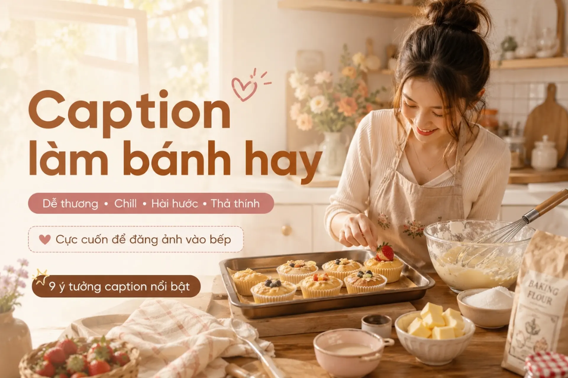 Caption làm bánh hay, dễ thương và cực cuốn để đăng ảnh vào bếp