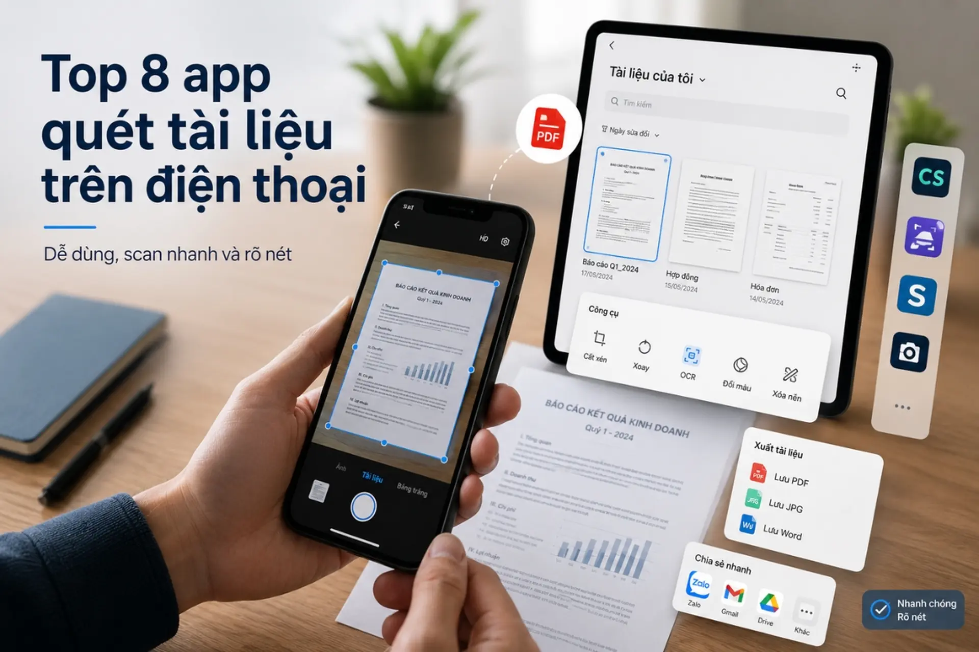 Top 8 app quét tài liệu trên điện thoại dễ dùng nhất, scan nhanh và rõ nét