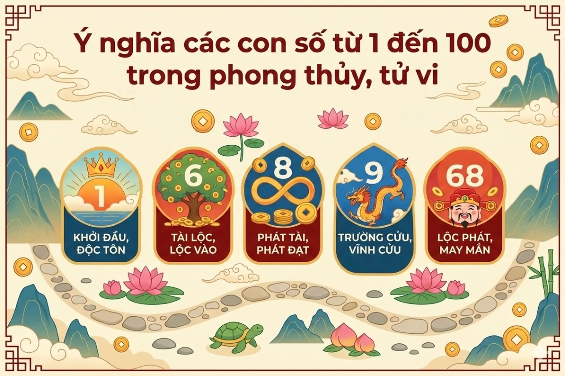 Ý nghĩa các con số từ 1 đến 100 trong phong thủy giúp bạn chọn số may mắn hợp mệnh