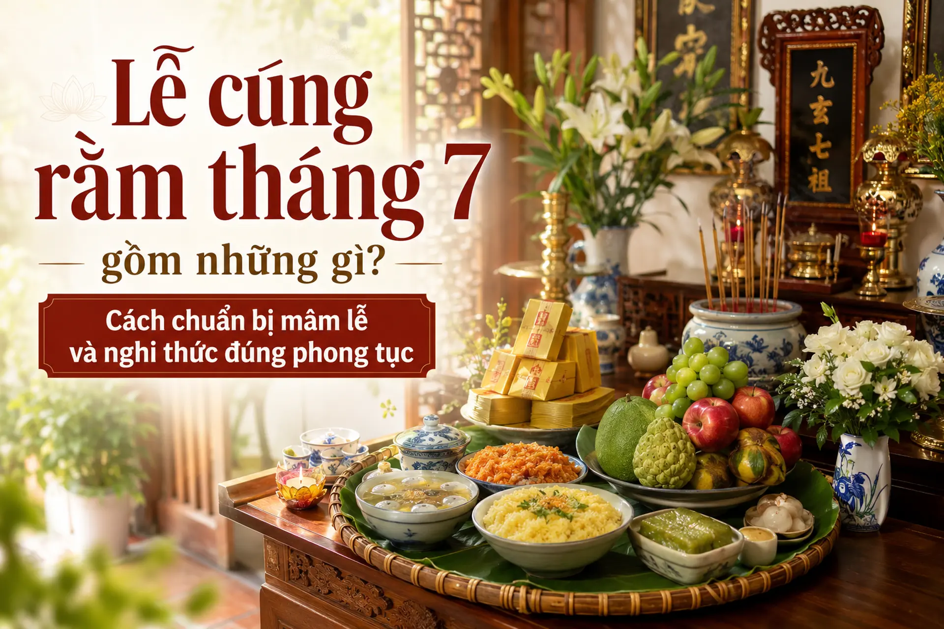 Lễ cúng rằm tháng 7 gồm những gì? Cách chuẩn bị mâm lễ và nghi thức đúng phong tục