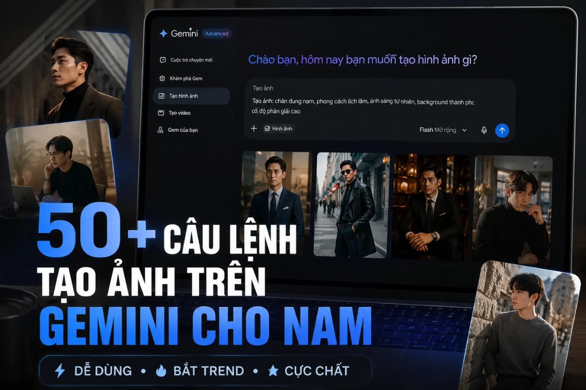 50+ câu lệnh tạo ảnh trên Gemini cho nam cực chất, dễ dùng và bắt trend